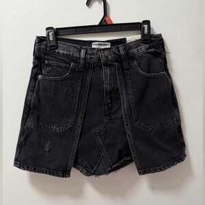 NWT Free People We The Free Bare With Me Black Denim Mini Skirt